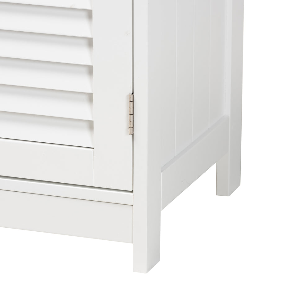 Baxton Studio Rivera Modern and Contemporary White Finished Wood and Silver Metal 2-Door Bathroom Storage Cabinet | Bathroom Accessories | Modishstore - 9