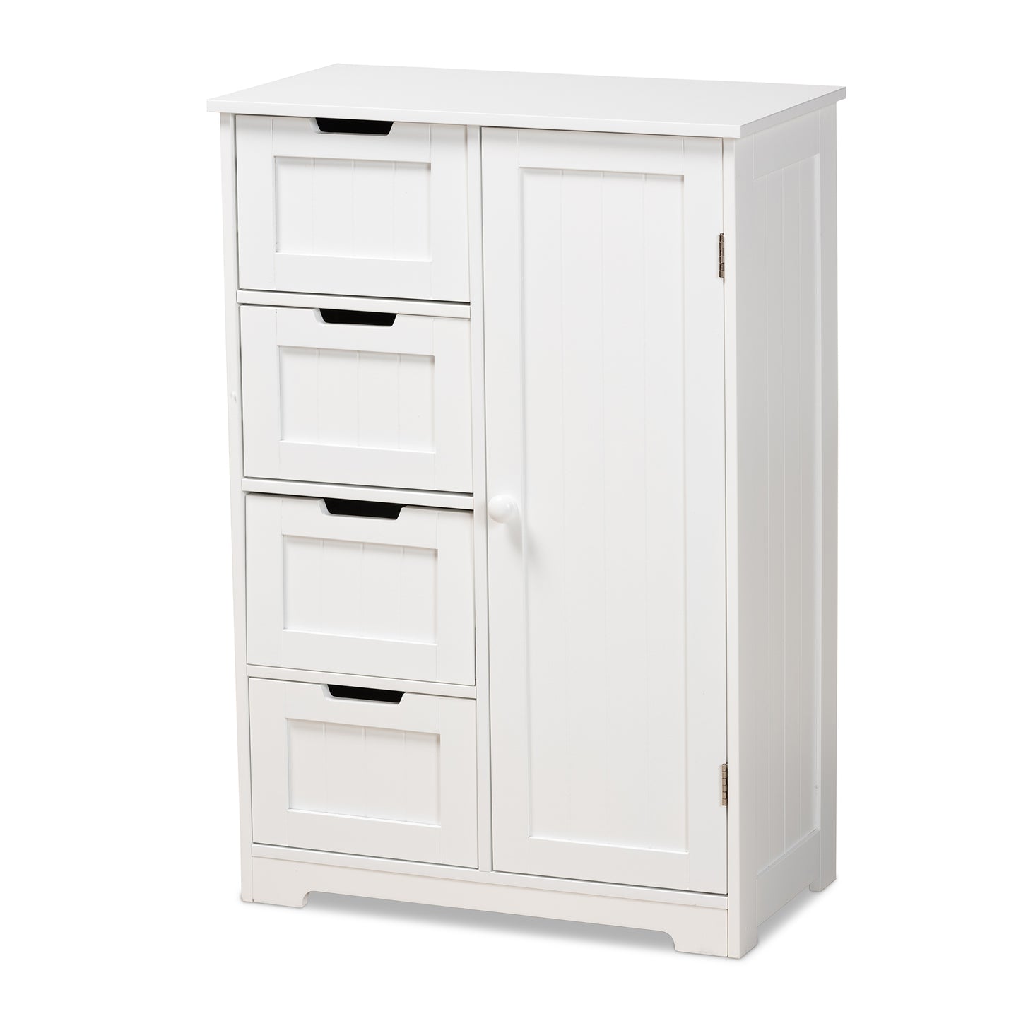 Baxton Studio Bauer Modern and Contemporary White Finished Wood 4-Drawer Bathroom Storage Cabinet | Cabinets | Modishstore - 2