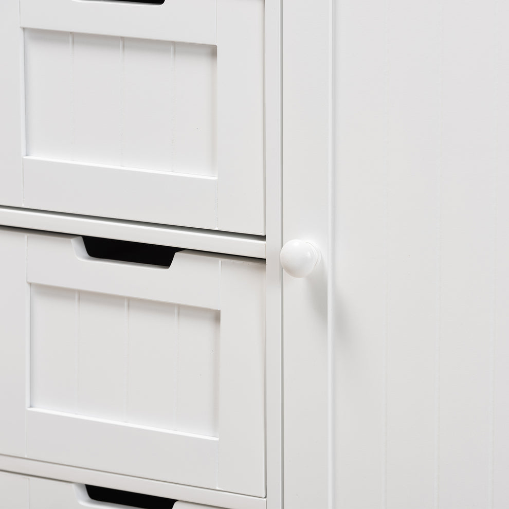 Baxton Studio Bauer Modern and Contemporary White Finished Wood 4-Drawer Bathroom Storage Cabinet | Cabinets | Modishstore - 6