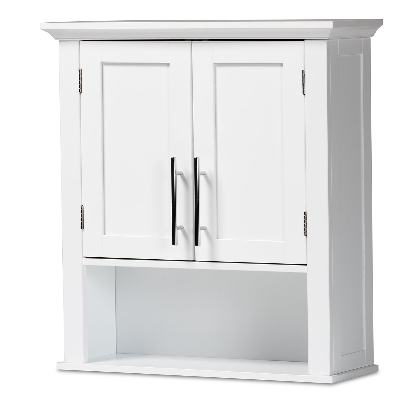 Baxton Studio Turner Modern and Contemporary White Finished Wood 2-Door Bathroom Wall Storage Cabinet | Cabinets | Modishstore - 2