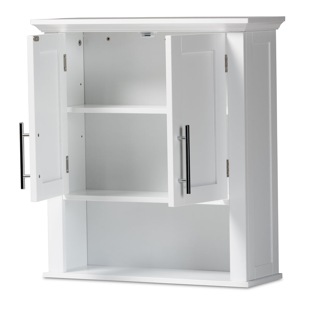 Baxton Studio Turner Modern and Contemporary White Finished Wood 2-Door Bathroom Wall Storage Cabinet | Cabinets | Modishstore - 3