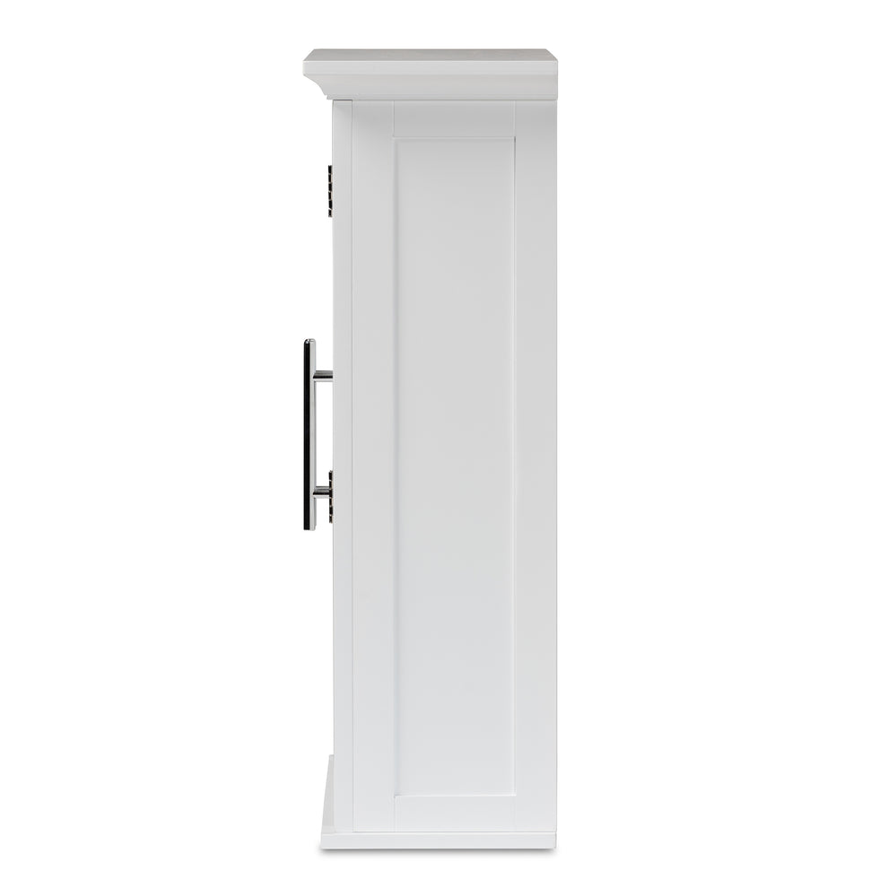 Baxton Studio Turner Modern and Contemporary White Finished Wood 2-Door Bathroom Wall Storage Cabinet | Cabinets | Modishstore - 4