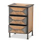 Baxton Studio Laurel Rustic Industrial Antique Grey Finished Metal and Whitewashed Oak Brown Finished Wood 3-Drawer End Table | Cabinets | Modishstore - 4