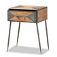 Baxton Studio Laurel Rustic Industrial Antique Grey Finished Metal and Whitewashed Oak Brown Finished Wood 1-Drawer End Table | Cabinets | Modishstore - 5