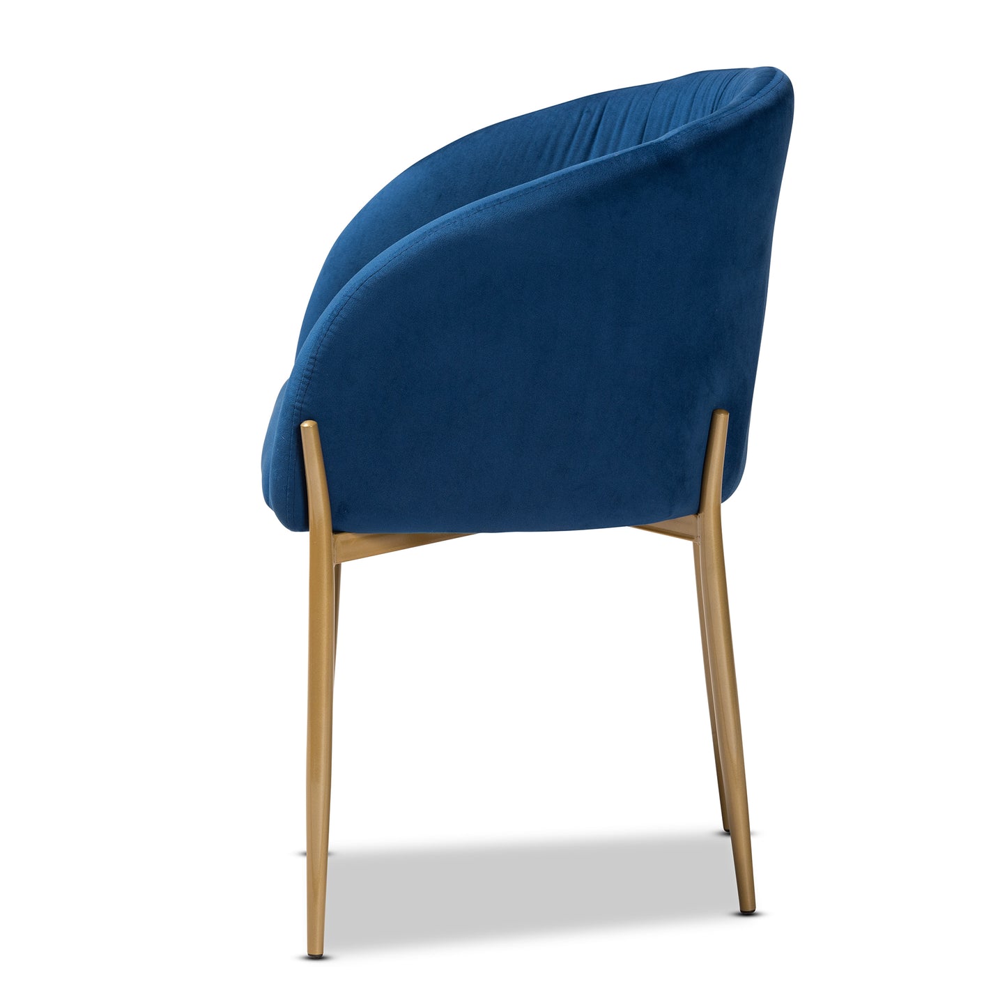 Baxton Studio Ballard Modern Luxe and Glam Navy Blue Velvet Fabric Upholstered and Gold Finished Metal Dining Chair | Dining Chairs | Modishstore - 6