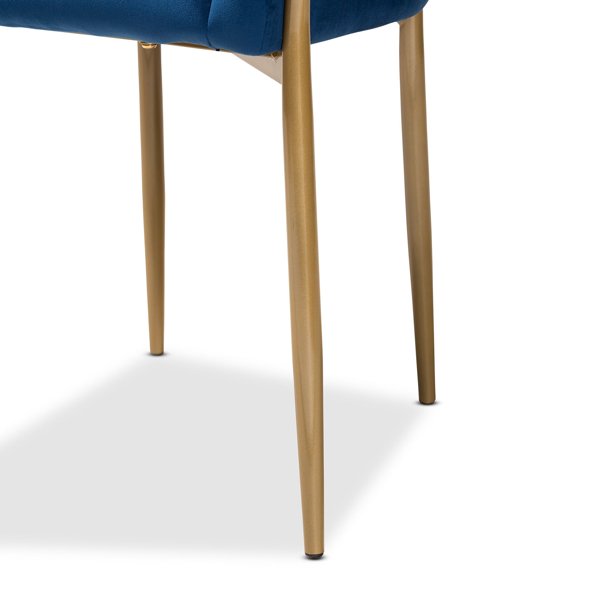 Baxton Studio Ballard Modern Luxe and Glam Navy Blue Velvet Fabric Upholstered and Gold Finished Metal Dining Chair | Dining Chairs | Modishstore - 9