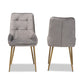Baxton Studio Gavino Modern Luxe and Glam Grey Velvet Fabric Upholstered and Gold Finished Metal 2-Piece Dining Chair Set | Dining Chairs | Modishstore - 3