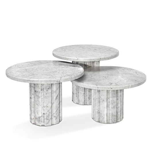 Amerigo Bunching Tables - Carrara Set Of 3 By Interlude Home | Nesting Tables | Modishstore