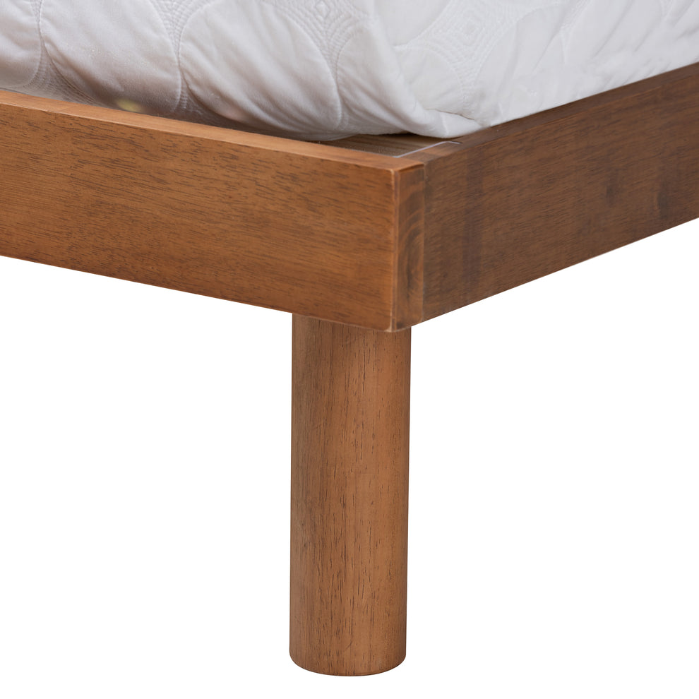 Baxton Studio Lochlan Mid-Century Modern Transitional Walnut Brown Finished Wood Full Size Platform Bed with Charging Station | Beds | Modishstore - 6