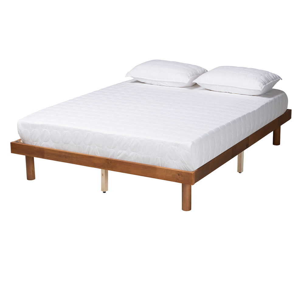 Baxton Studio Winston Mid-Century Modern Walnut Brown Finished Wood Queen Size Platform Bed frame | Beds | Modishstore - 2
