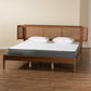 Baxton Studio Eridian Mid-Century Modern Walnut Brown Finished Wood and Natural Rattan King Size Platform Bed | Beds | Modishstore - 9