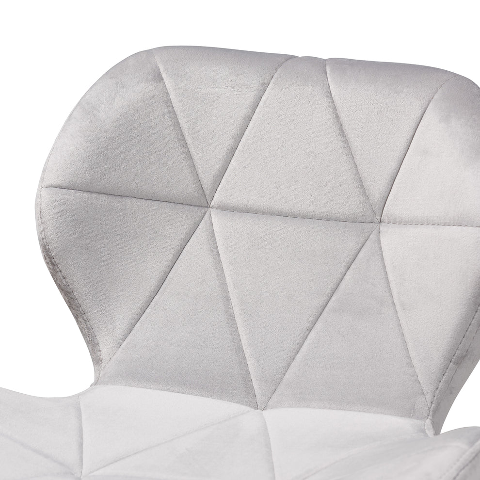 Baxton Studio Savara Contemporary Glam and Luxe Grey Velvet Fabric and Gold Metal Swivel Office Chair | Office Chairs | Modishstore - 7