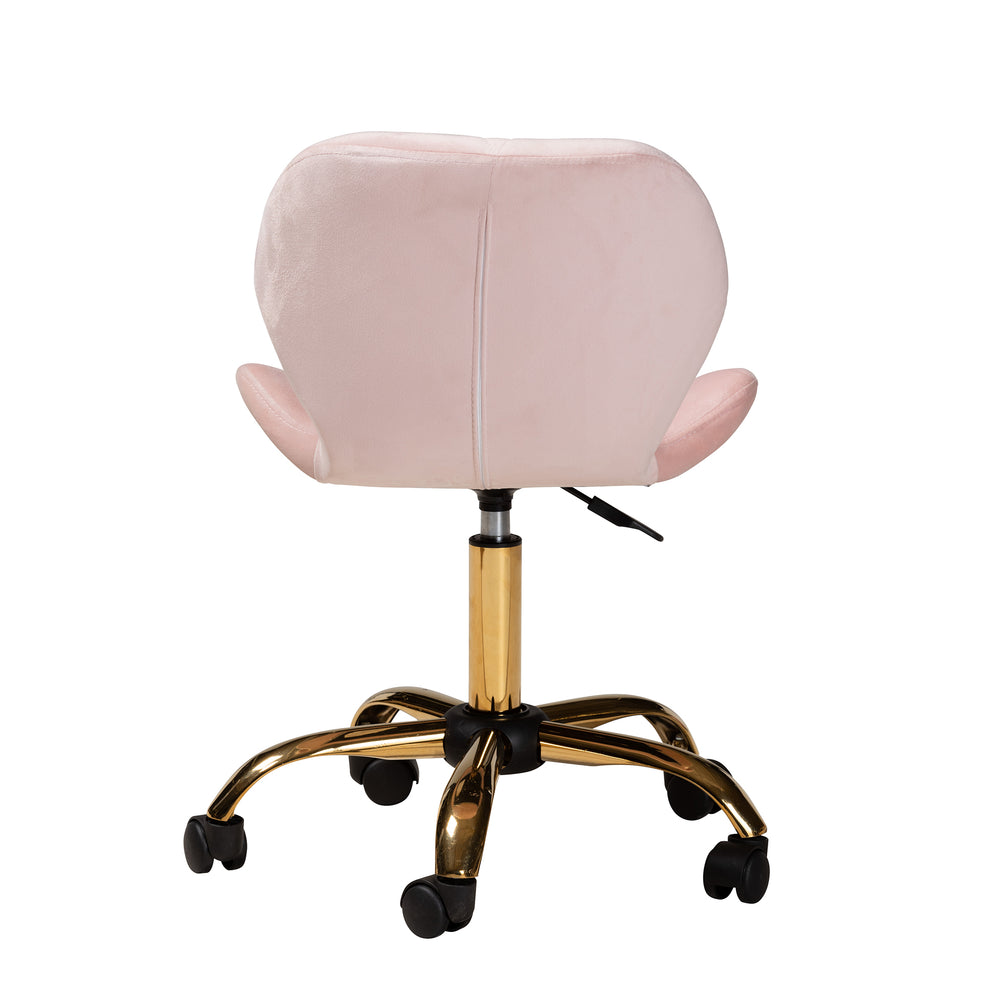 Baxton Studio Savara Contemporary Glam and Luxe Grey Velvet Fabric and Gold Metal Swivel Office Chair | Office Chairs | Modishstore - 25