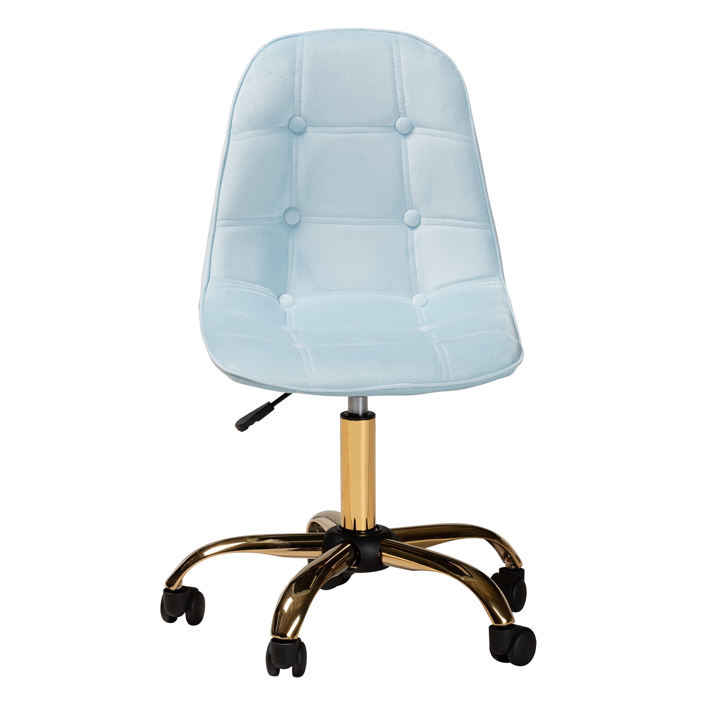 Baxton Studio Kabira Contemporary Glam and Luxe Aqua Velvet Fabric and Gold Metal Swivel Office chair | Office Chairs | Modishstore - 3