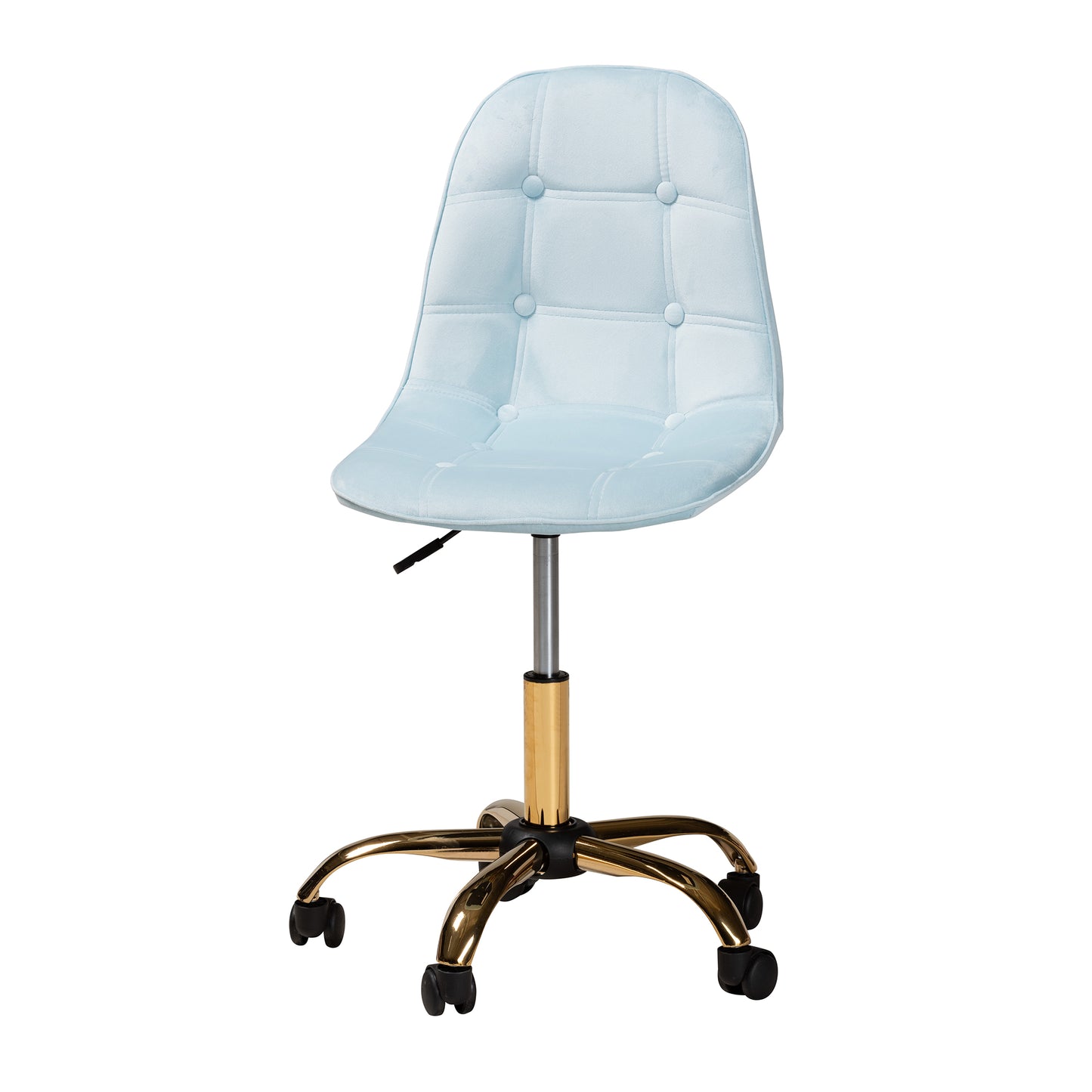 Baxton Studio Kabira Contemporary Glam and Luxe Aqua Velvet Fabric and Gold Metal Swivel Office chair | Office Chairs | Modishstore - 6