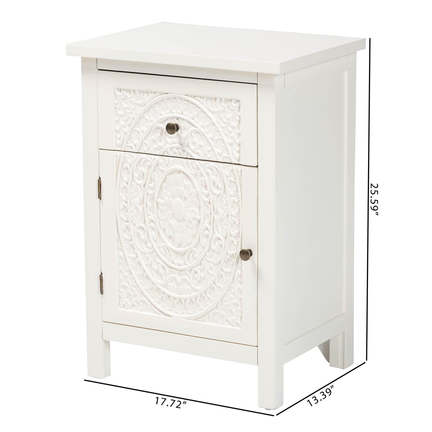 Baxton Studio Lambert Classic and Traditional White Finished Wood 1-Drawer End Table | Cabinets | Modishstore - 4