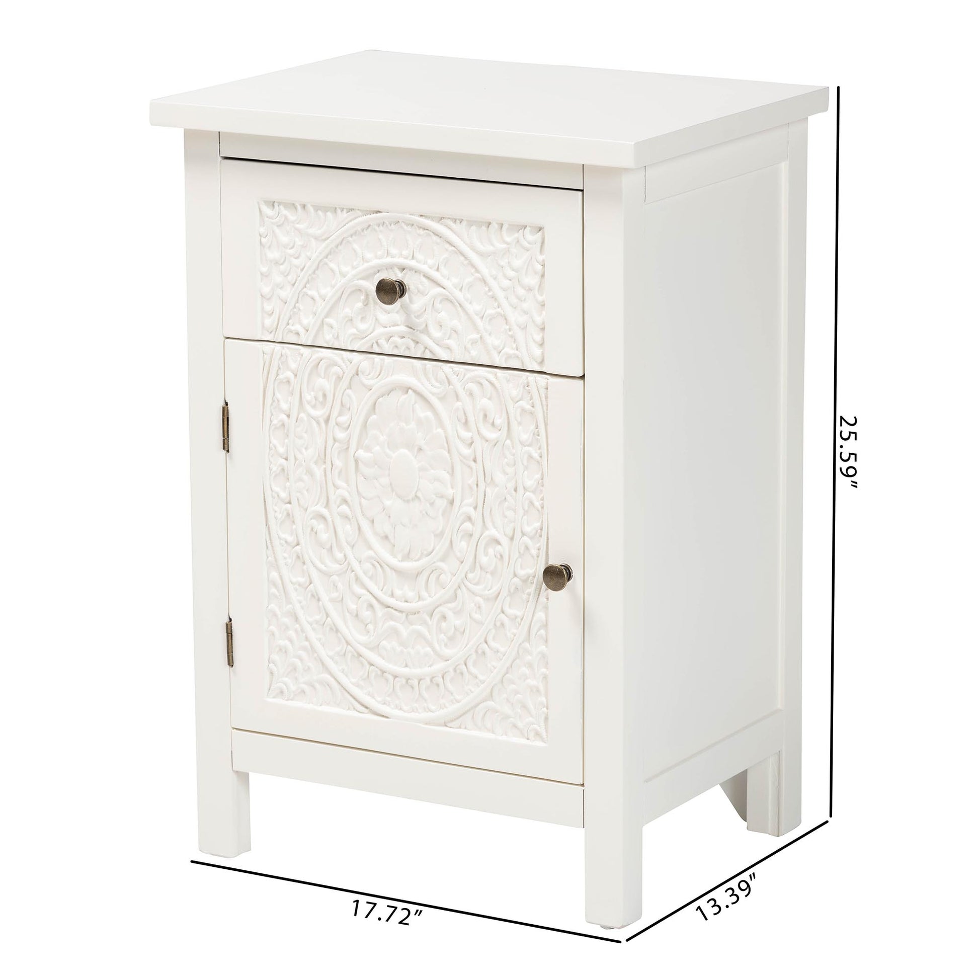 Baxton Studio Lambert Classic and Traditional White Finished Wood 1-Drawer End Table | Cabinets | Modishstore - 4