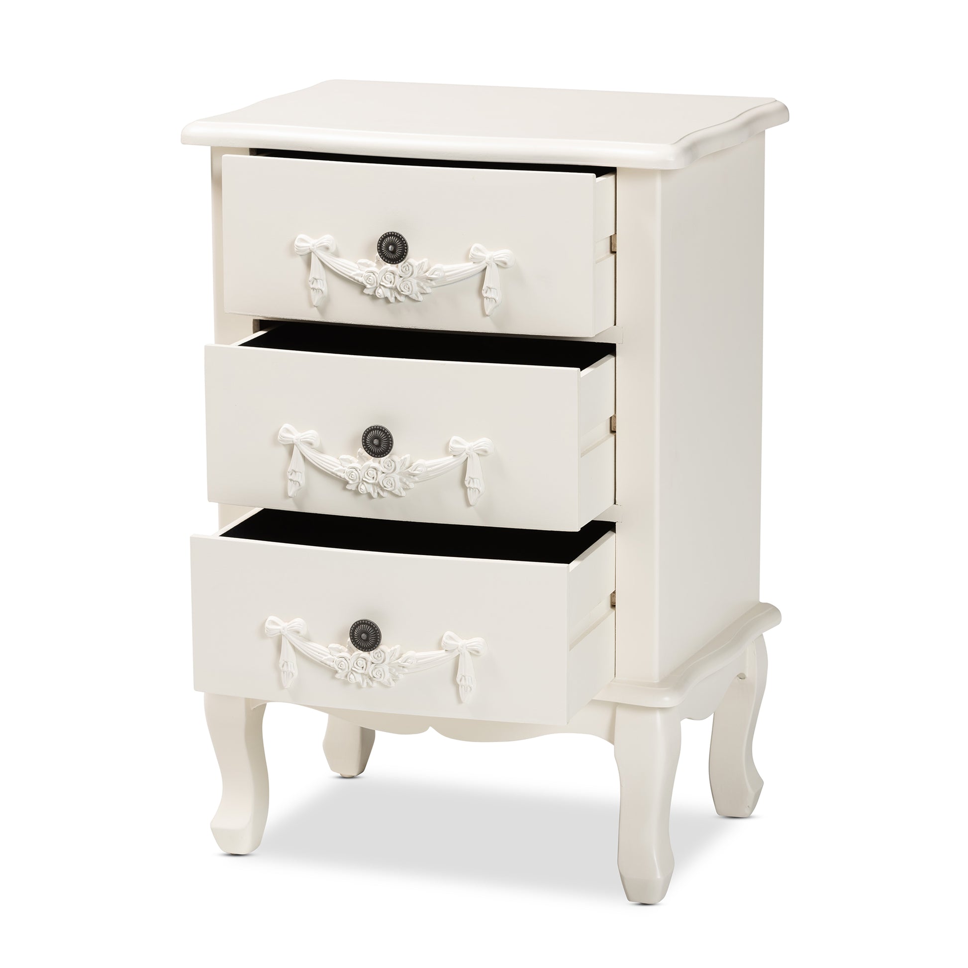 Baxton Studio Callen Classic and Traditional White Finished Wood 3-Drawer End Table | Cabinets | Modishstore - 5