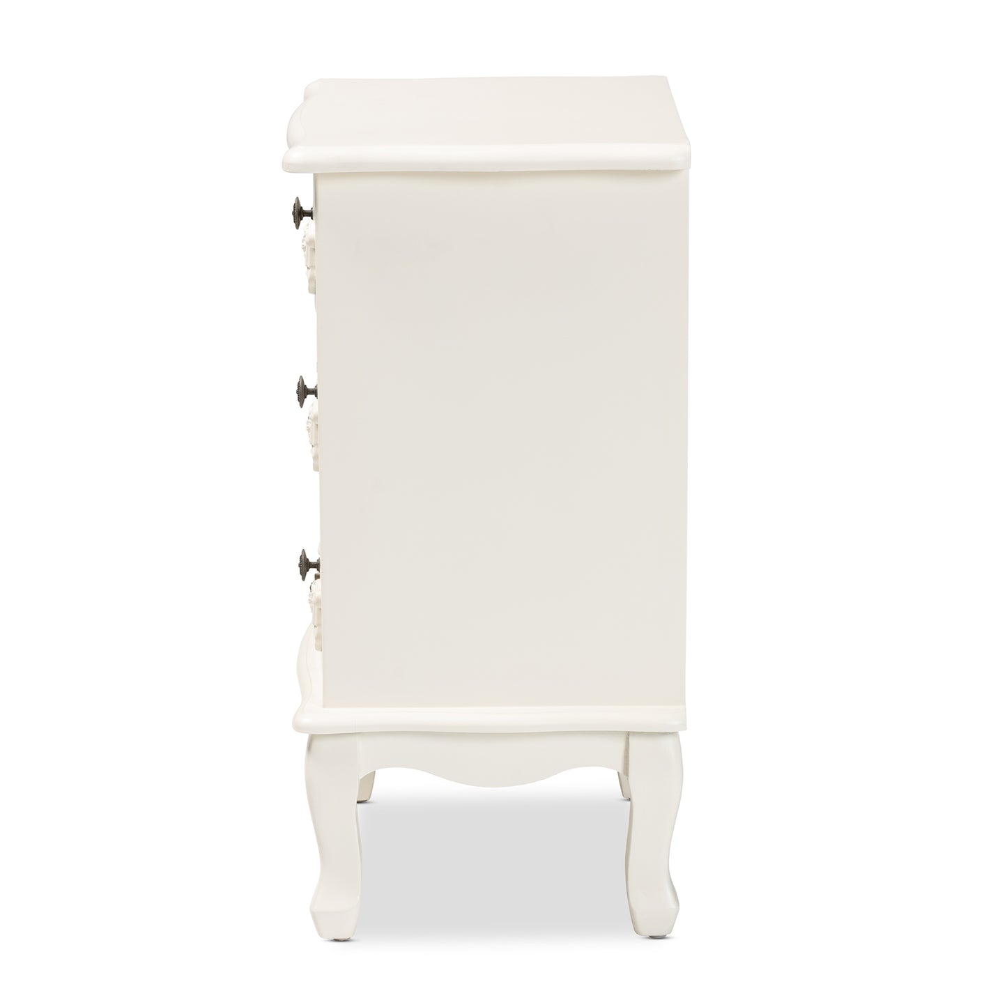 Baxton Studio Callen Classic and Traditional White Finished Wood 3-Drawer End Table | Cabinets | Modishstore - 7