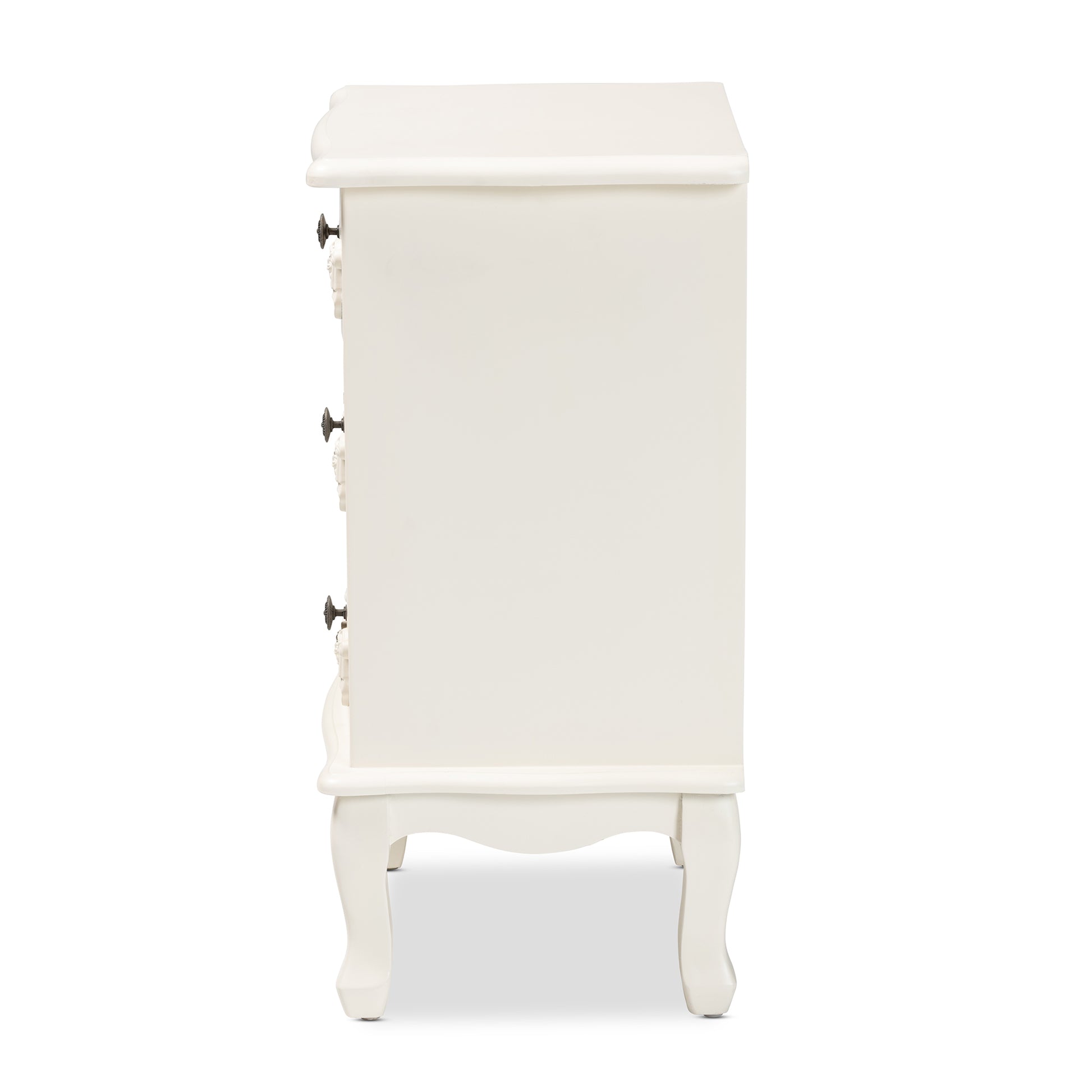 Baxton Studio Callen Classic and Traditional White Finished Wood 3-Drawer End Table | Cabinets | Modishstore - 7