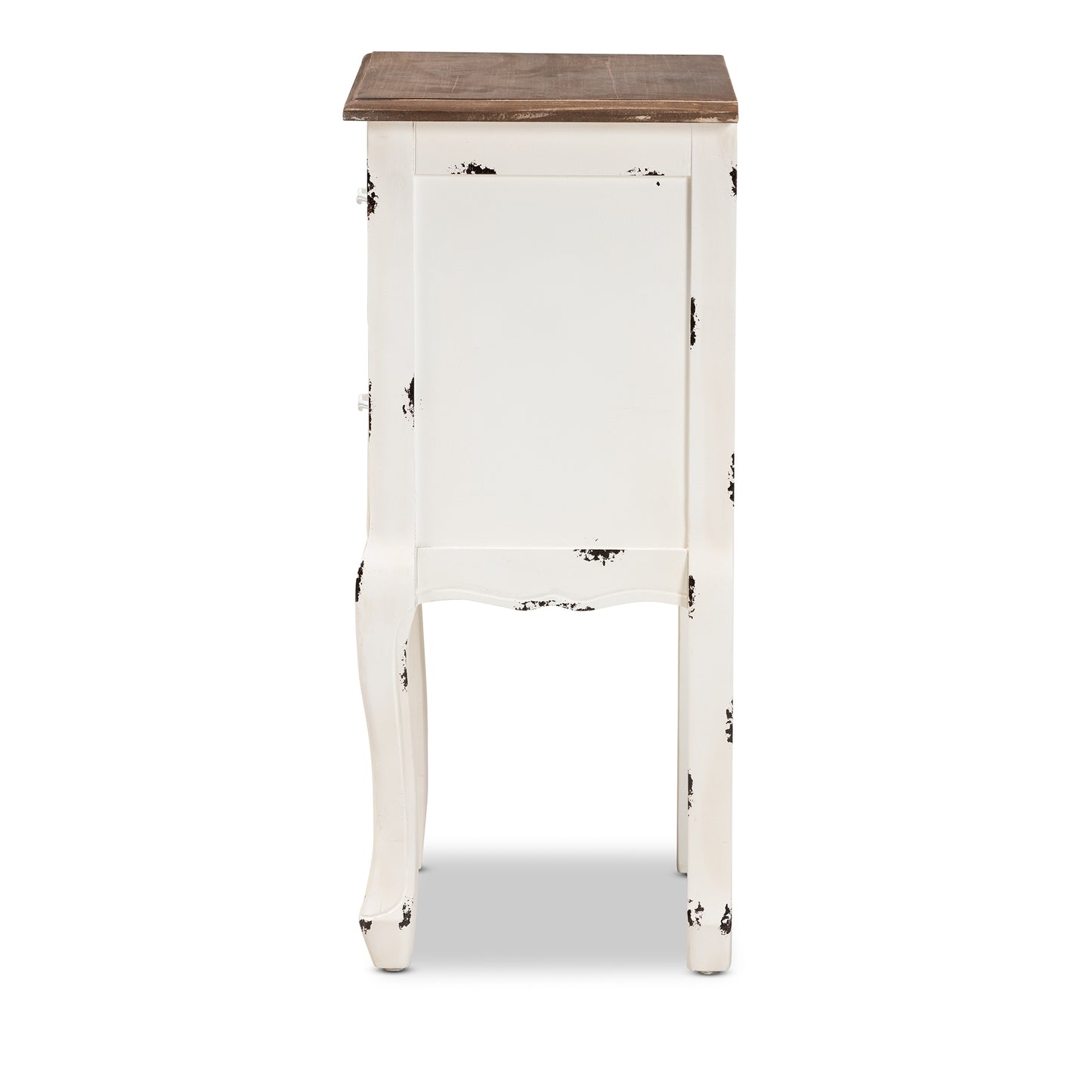 Baxton Studio Levron Classic and Traditional Two-Tone Walnut Brown and Antique White Finished Wood 2-Drawer End Table | Cabinets | Modishstore - 7