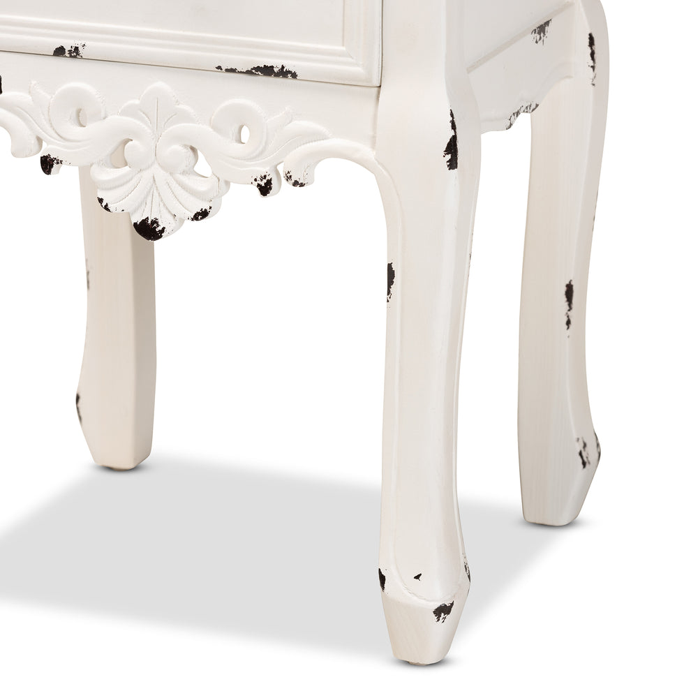 Baxton Studio Levron Classic and Traditional Two-Tone Walnut Brown and Antique White Finished Wood 2-Drawer End Table | Cabinets | Modishstore - 9