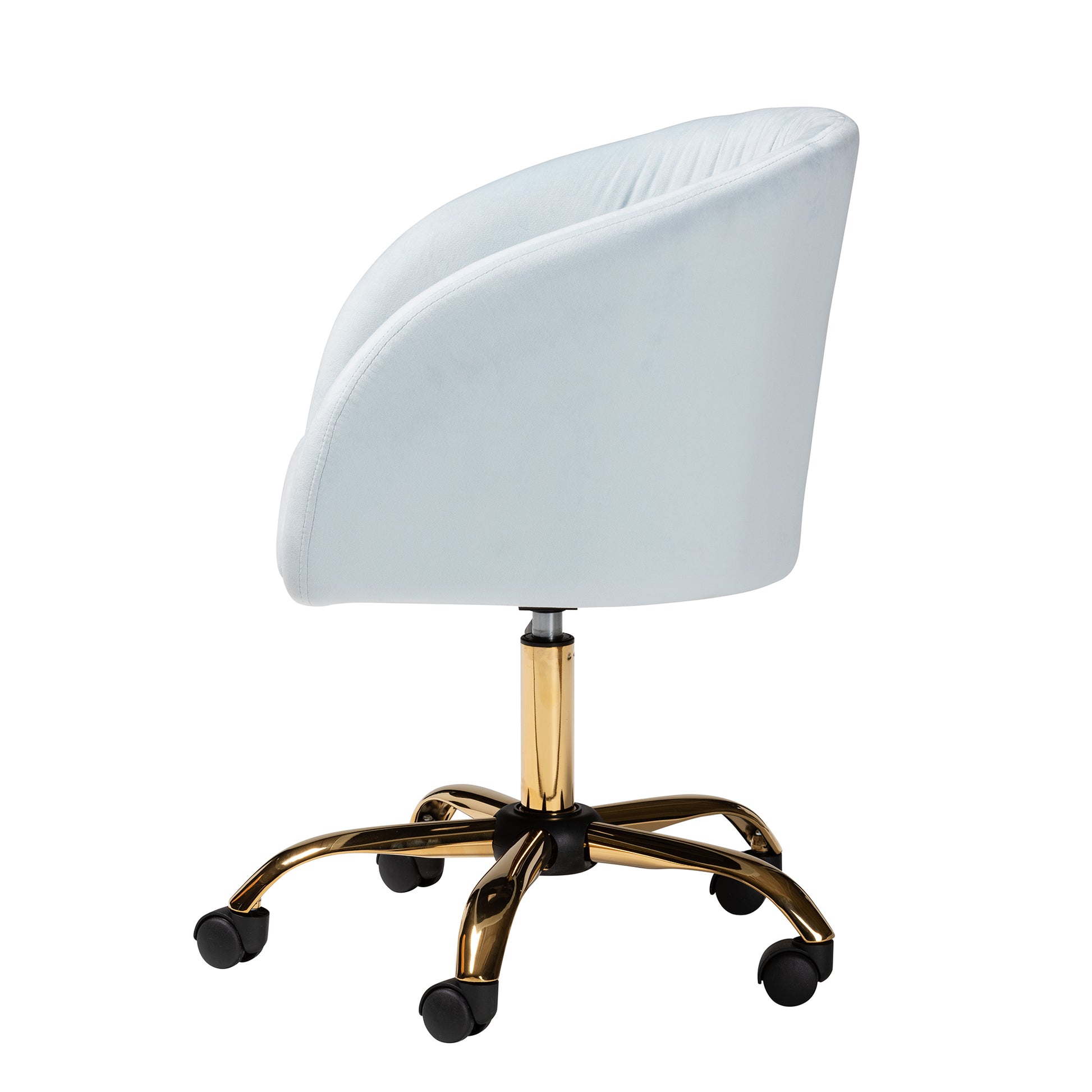 Baxton Studio Ravenna Contemporary Glam and Luxe Aqua Velvet Fabric and Gold Metal Swivel Office Chair | Office Chairs | Modishstore - 4