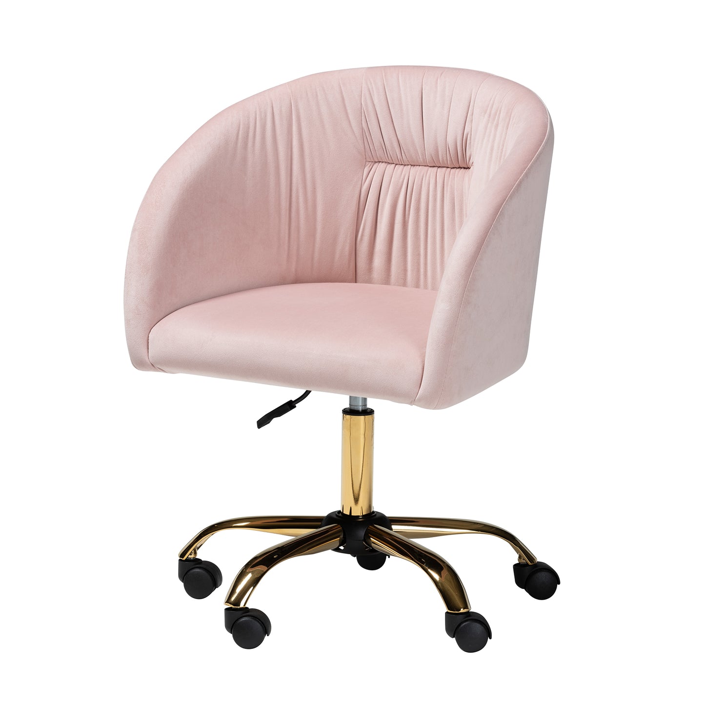 Baxton Studio Ravenna Contemporary Glam and Luxe Blush Pink Velvet Fabric and Gold Metal Swivel Office Chair | Office Chairs | Modishstore - 2