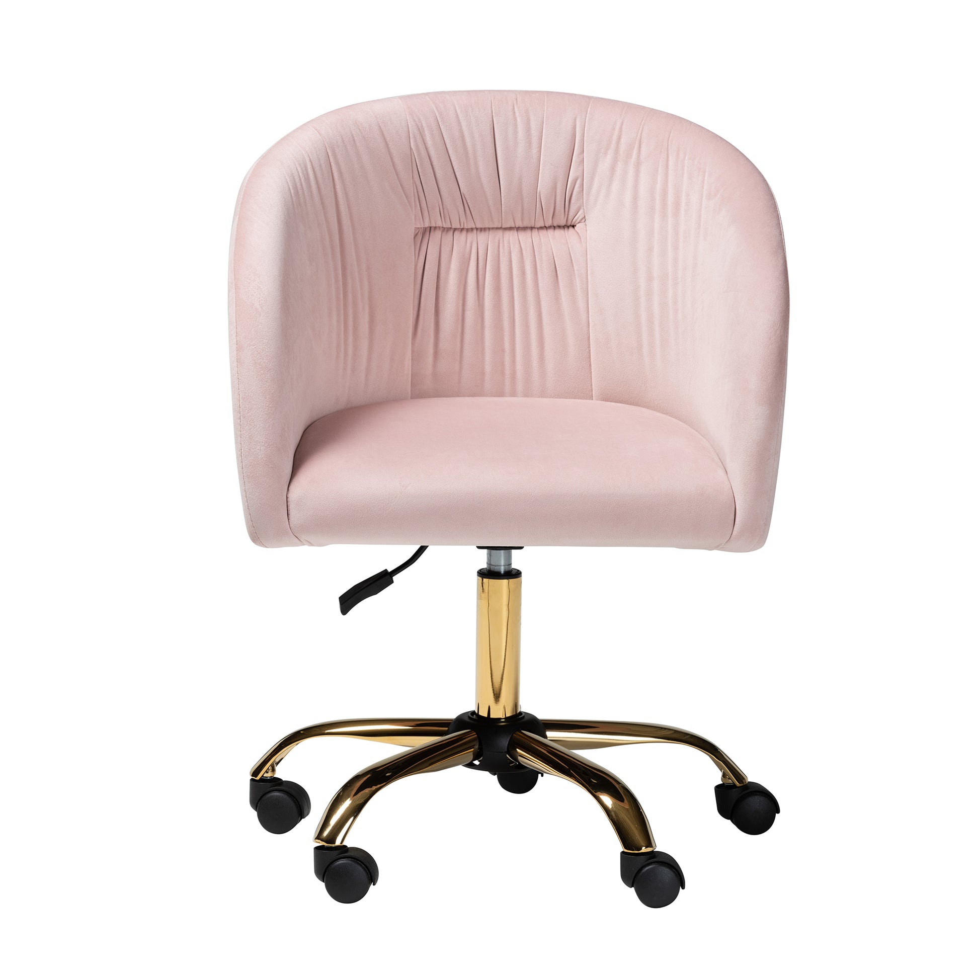 Baxton Studio Ravenna Contemporary Glam and Luxe Blush Pink Velvet Fabric and Gold Metal Swivel Office Chair | Office Chairs | Modishstore - 3