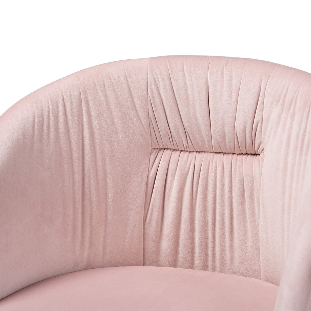 Baxton Studio Ravenna Contemporary Glam and Luxe Blush Pink Velvet Fabric and Gold Metal Swivel Office Chair | Office Chairs | Modishstore - 7