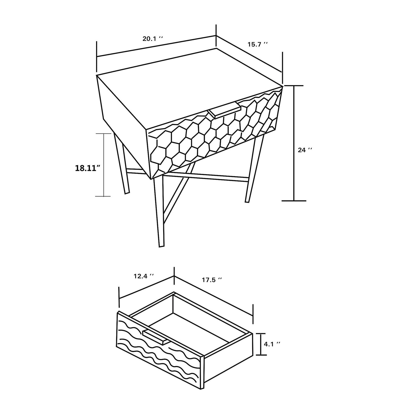 Baxton Studio Marcin Contemporary Glam and Luxe White Finished Wood and Gold Metal 1-Drawer End Table | Cabinets | Modishstore - 4