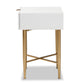 Baxton Studio Marcin Contemporary Glam and Luxe White Finished Wood and Gold Metal 1-Drawer End Table | Cabinets | Modishstore - 8