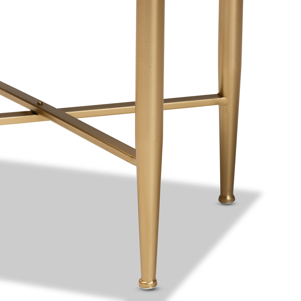 Baxton Studio Marcin Contemporary Glam and Luxe White Finished Wood and Gold Metal 1-Drawer End Table | Cabinets | Modishstore - 10