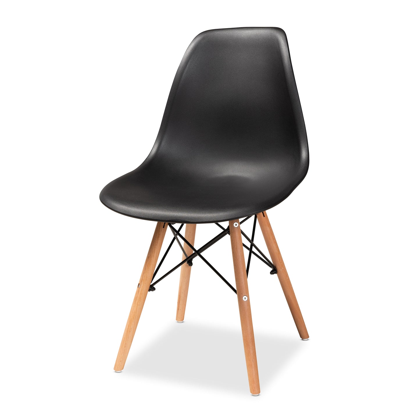 Baxton Studio Jaspen Modern and Contemporary Black Finished Polypropylene Plastic and Oak Brown Finished Wood 4-Piece Dining Chair Set | Dining Chairs | Modishstore - 3