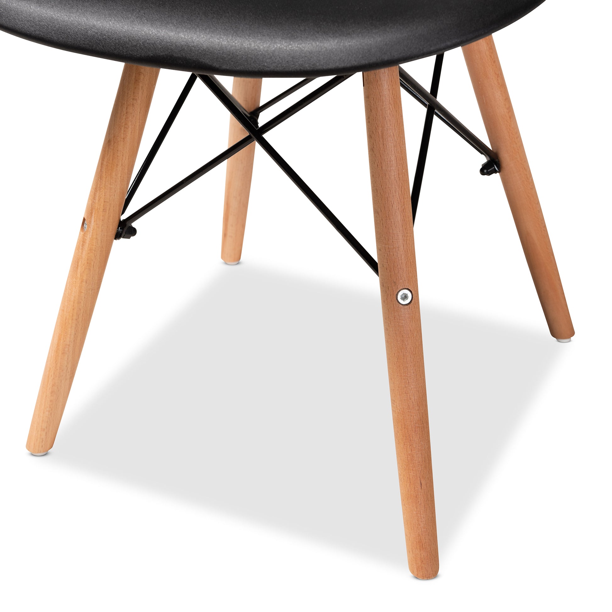 Baxton Studio Jaspen Modern and Contemporary Black Finished Polypropylene Plastic and Oak Brown Finished Wood 4-Piece Dining Chair Set | Dining Chairs | Modishstore - 5