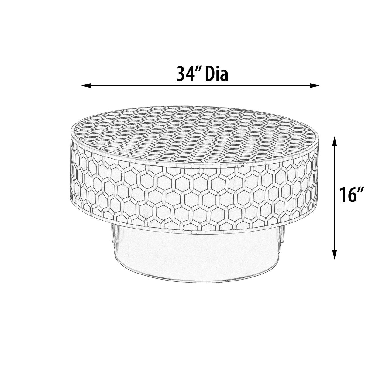 Inlaid Bone and Gold Metal Round Coffee Table 34 Inch Diameter. |  | Modishstore - 2