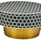 Inlaid Bone and Gold Metal Round Coffee Table 34 Inch Diameter. |  | Modishstore - 1