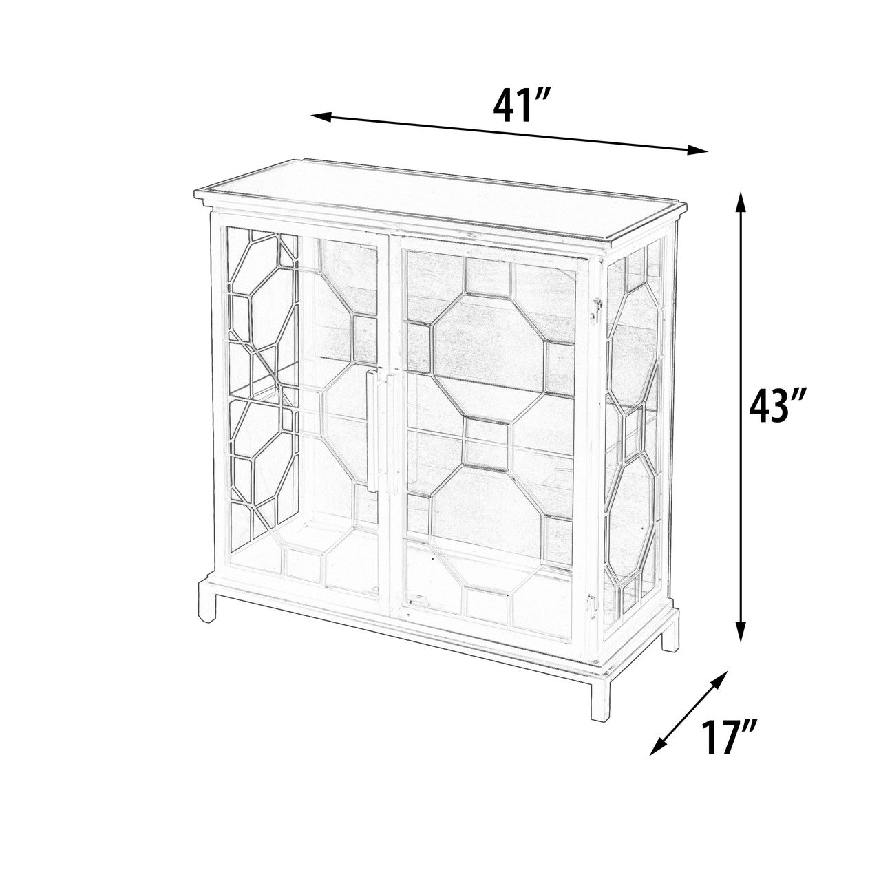Berkshire 2 Door Metal Display Shelf Collector's Cabinet 43 Inches |  | Modishstore - 5