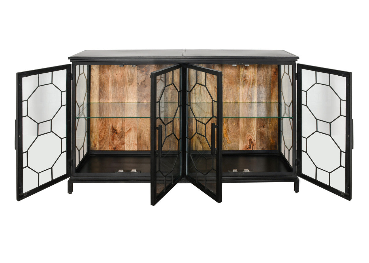 Berkshire 4 Door Metal Display Shelf Collector's Cabinet, Buffet or Credenza 72 Inches | Cabinets | Modishstore - 4