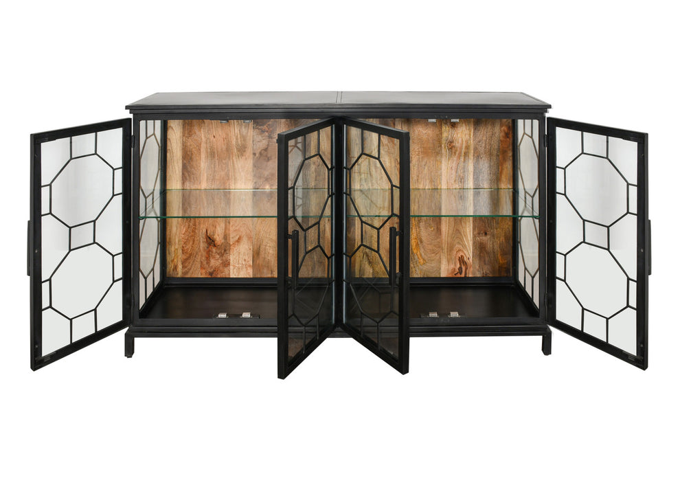 Berkshire 4 Door Metal Display Shelf Collector's Cabinet, Buffet or Credenza 72 Inches | Cabinets | Modishstore - 4