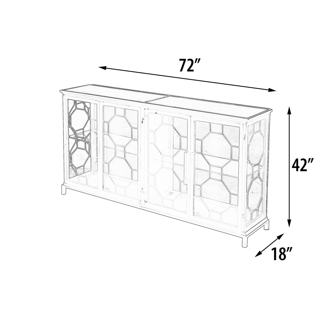 Berkshire 4 Door Metal Display Shelf Collector's Cabinet, Buffet or Credenza 72 Inches | Cabinets | Modishstore - 5