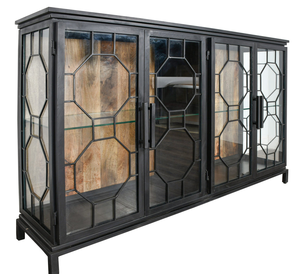 Berkshire 4 Door Metal Display Shelf Collector's Cabinet, Buffet or Credenza 72 Inches | Cabinets | Modishstore - 2