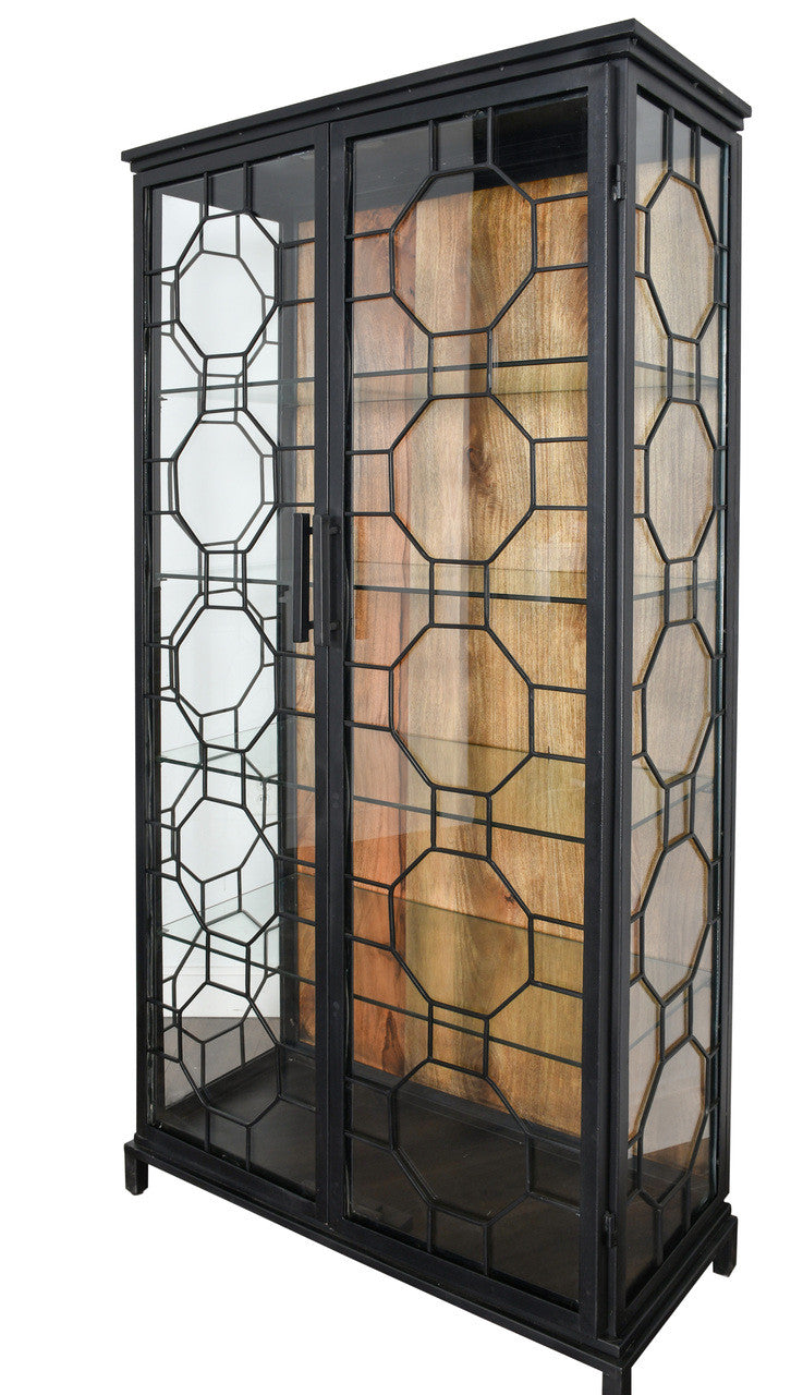 Berkshire 2 Door Metal Display Shelf Collector's Cabinet, or Etagere 80 Inches Tall