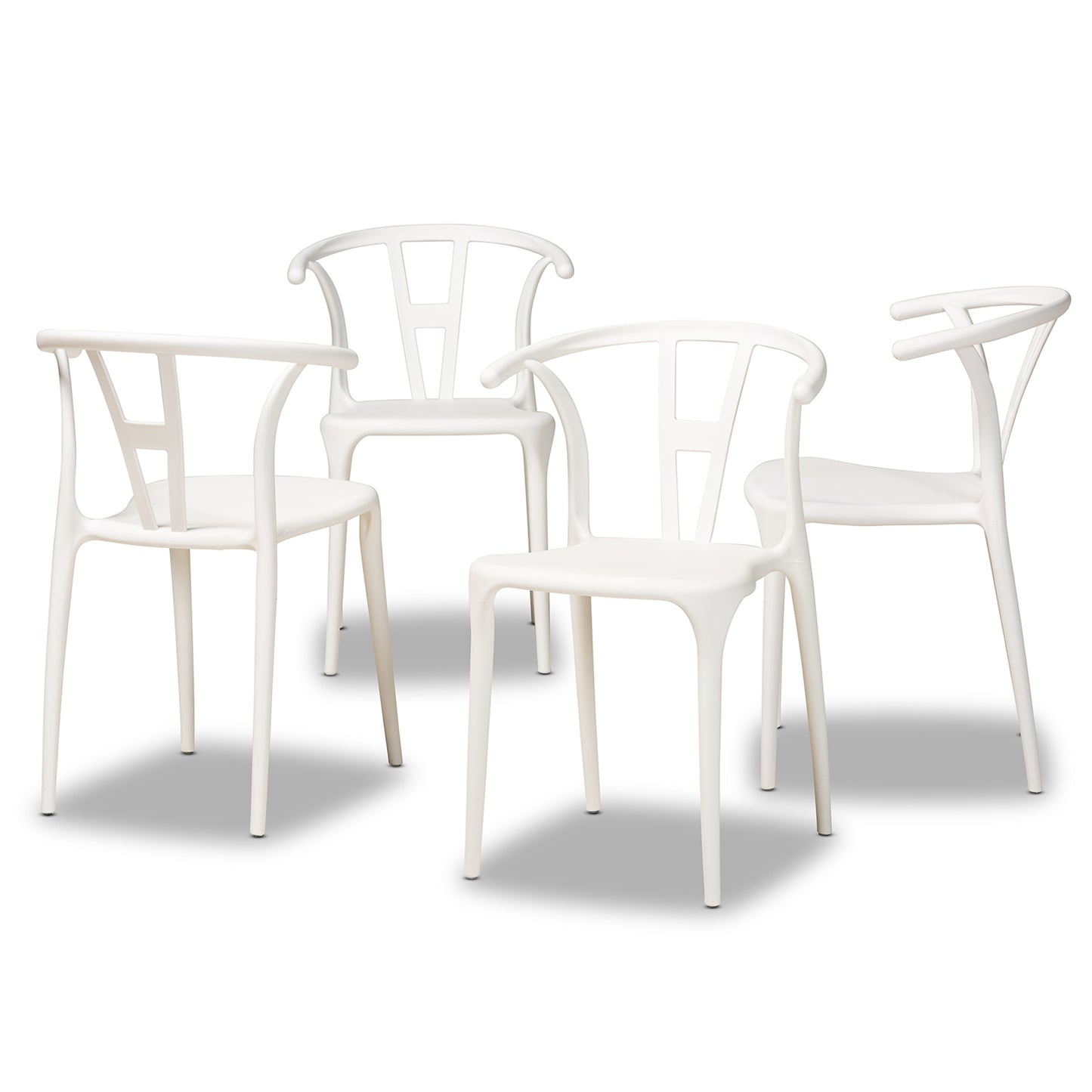 Baxton Studio Warner Modern and Contemporary White Plastic 4-Piece Dining Chair Set | Dining Chairs | Modishstore - 2