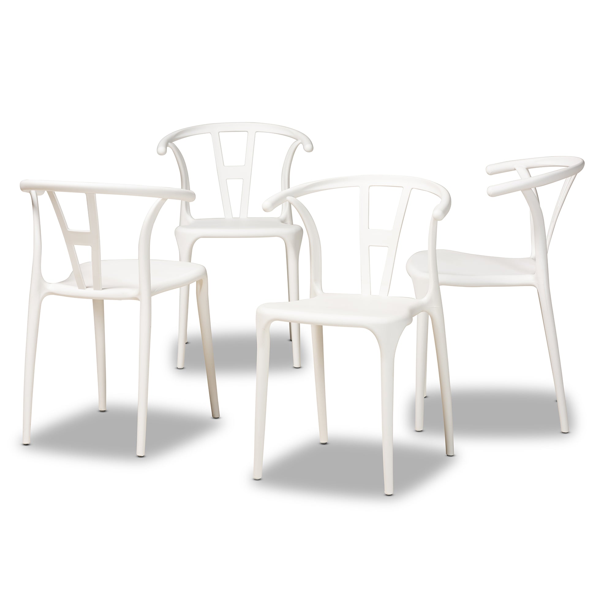 Baxton Studio Warner Modern and Contemporary White Plastic 4-Piece Dining Chair Set | Dining Chairs | Modishstore - 2