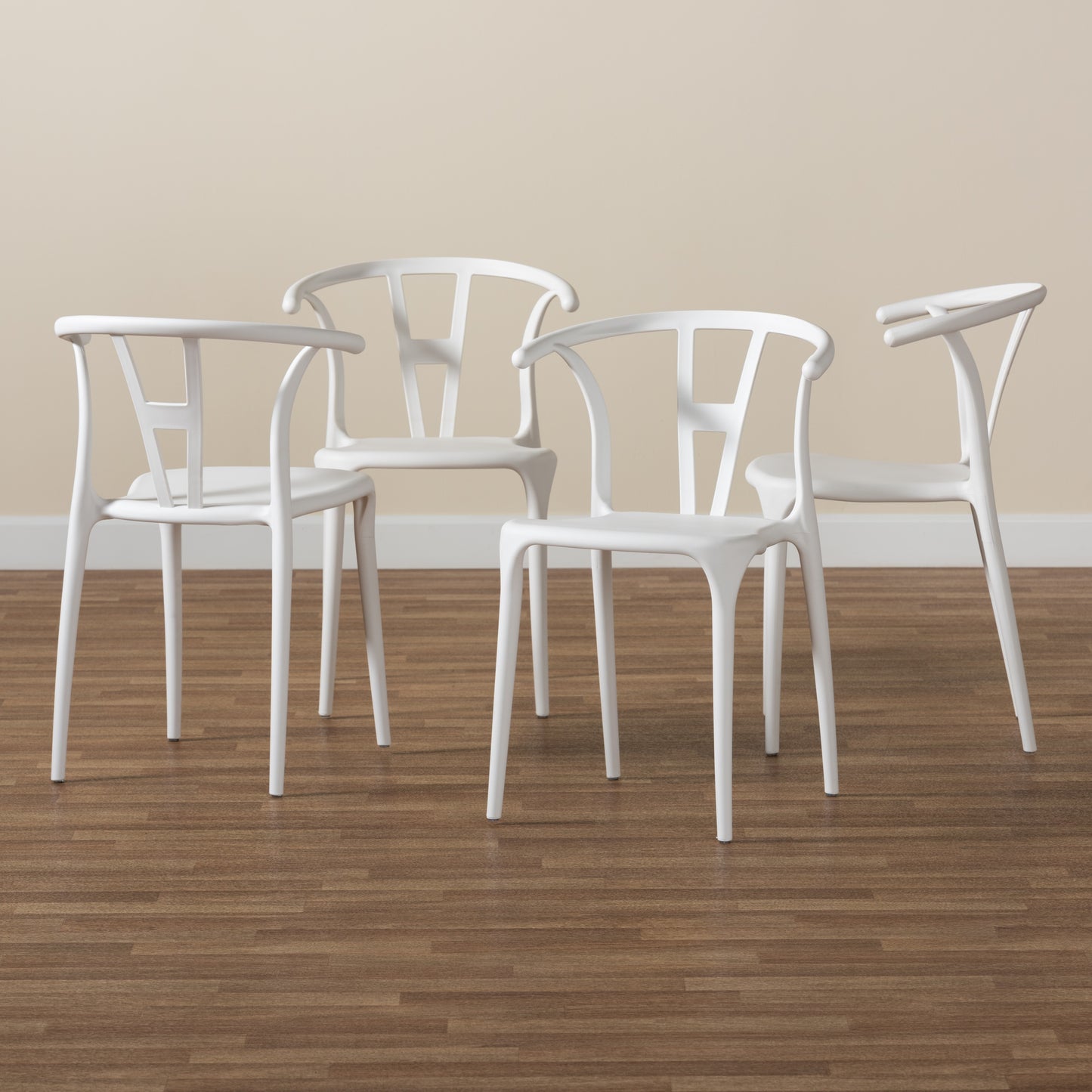 Baxton Studio Warner Modern and Contemporary White Plastic 4-Piece Dining Chair Set | Dining Chairs | Modishstore - 7