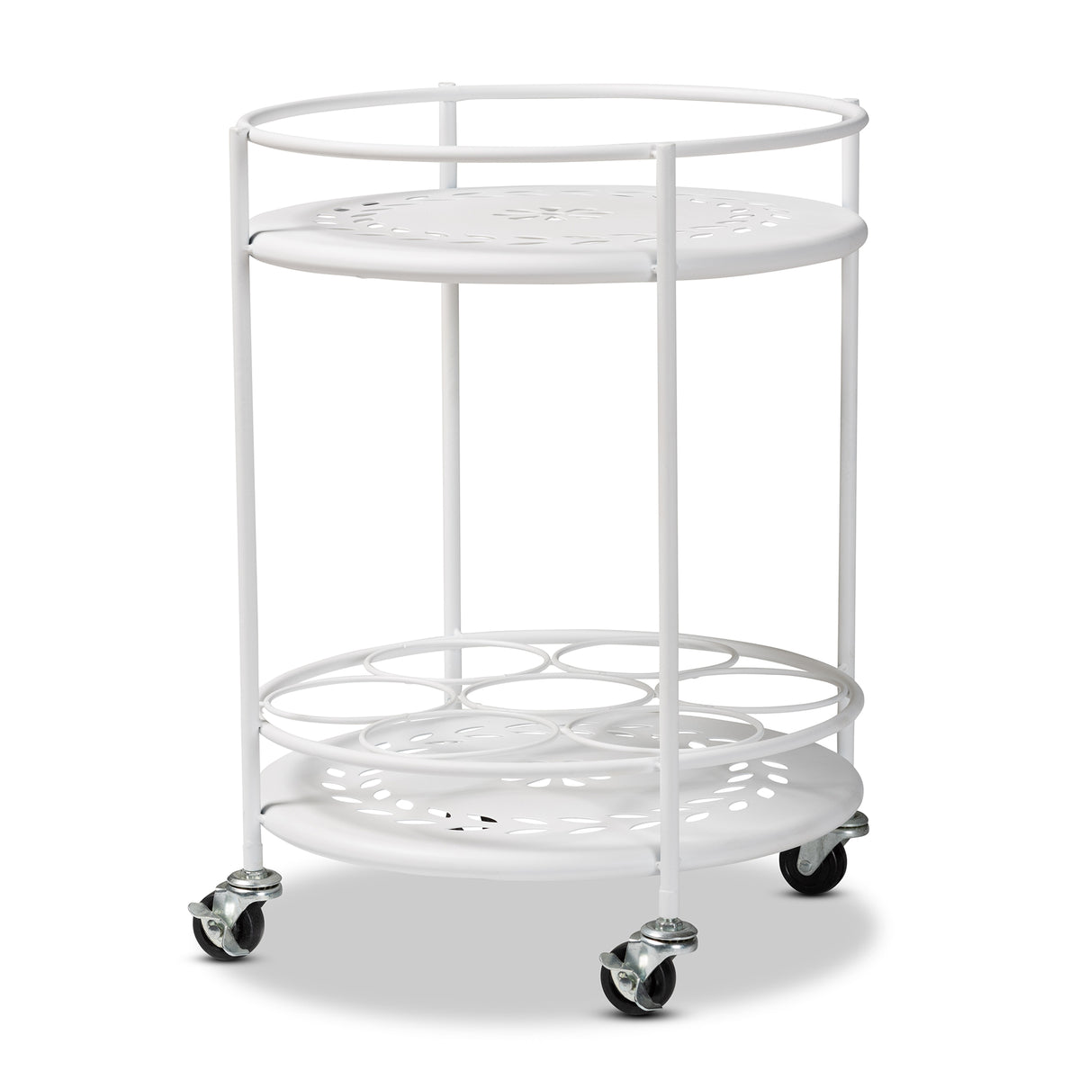 Baxton Studio Dallan Modern Industrial White Metal 2-Tier Kitchen Cart | Kitchen Carts | Modishstore - 2