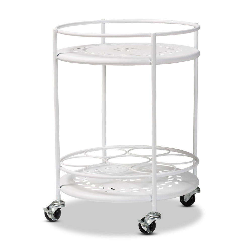Baxton Studio Dallan Modern Industrial White Metal 2-Tier Kitchen Cart | Kitchen Carts | Modishstore - 2