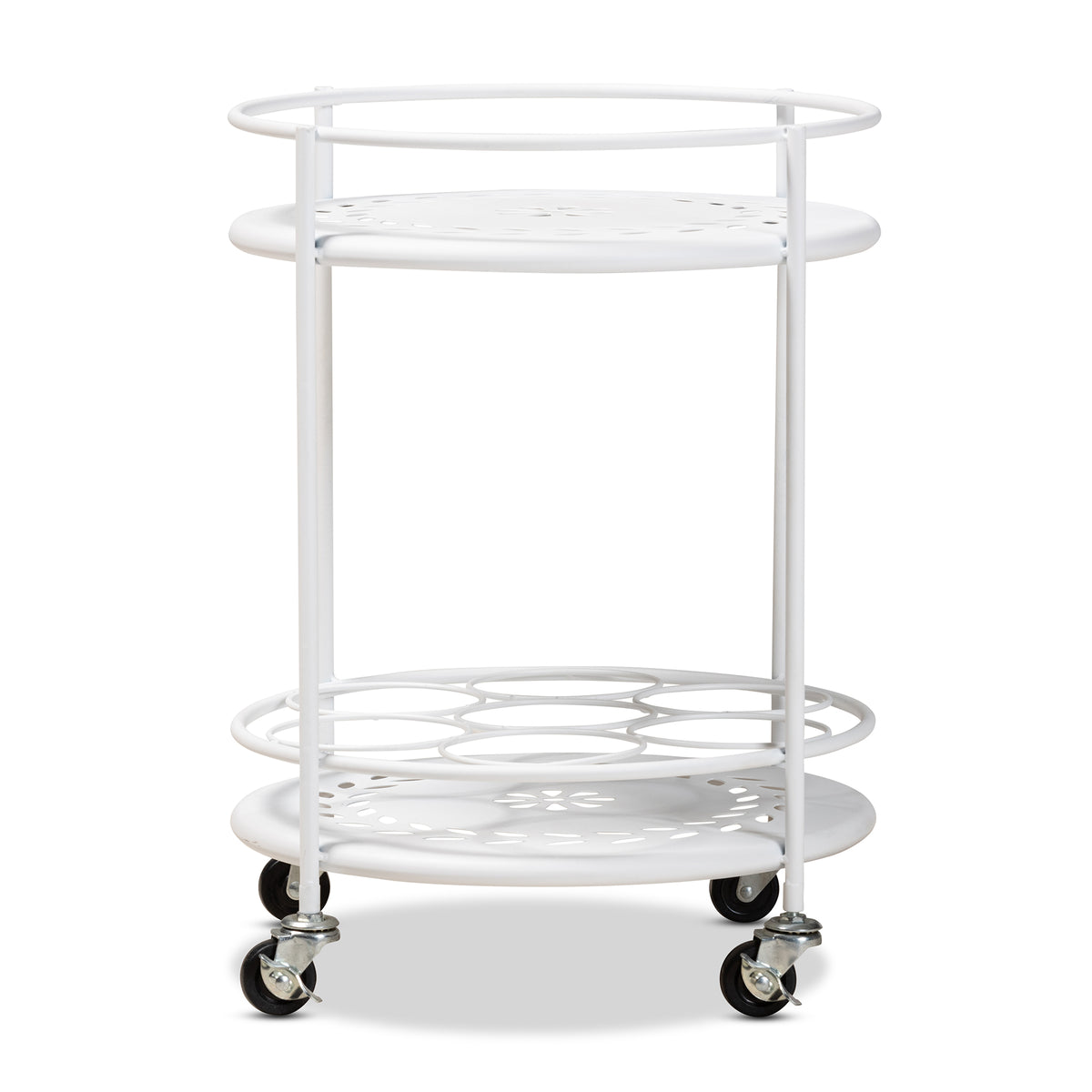 Baxton Studio Dallan Modern Industrial White Metal 2-Tier Kitchen Cart | Kitchen Carts | Modishstore - 3