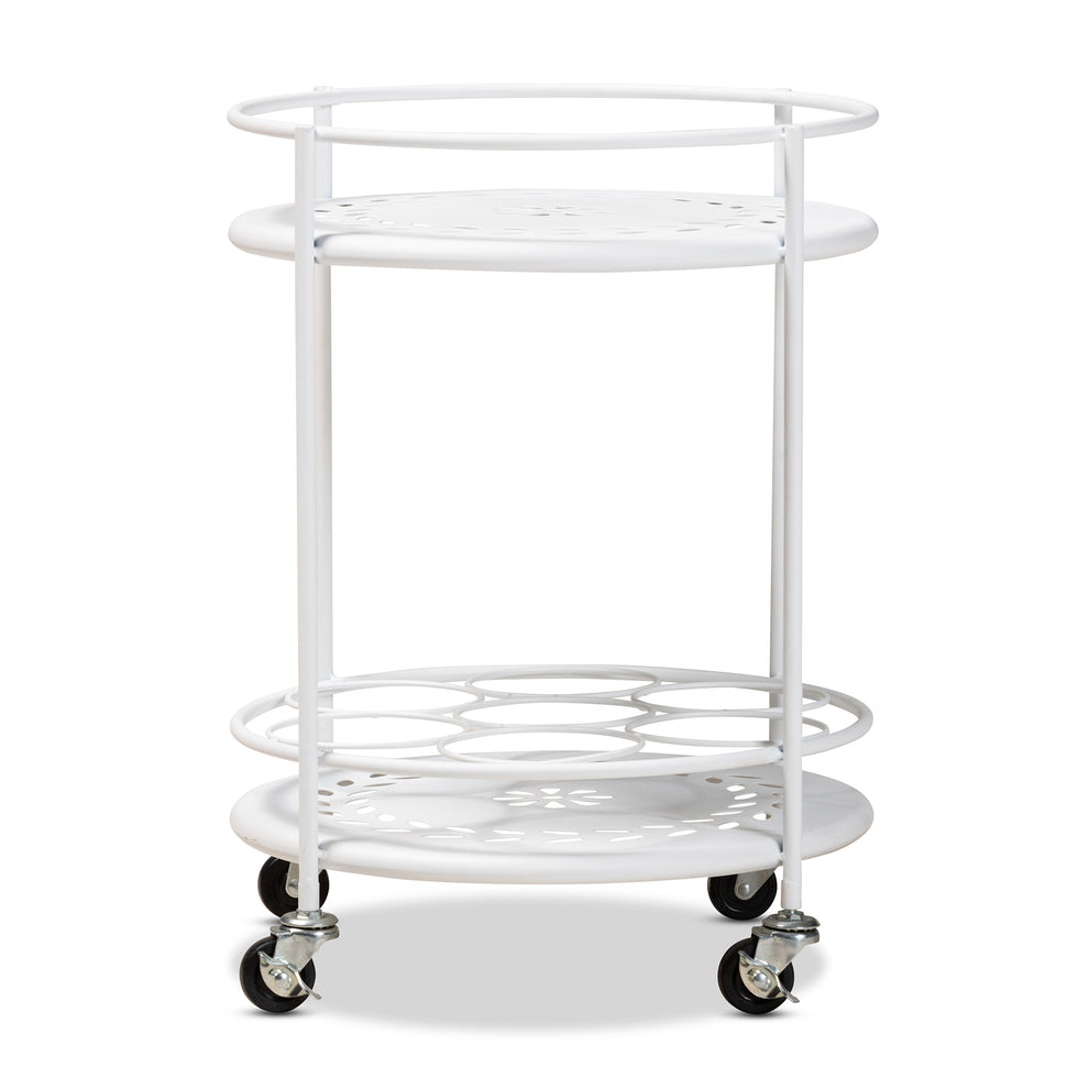 Baxton Studio Dallan Modern Industrial White Metal 2-Tier Kitchen Cart | Kitchen Carts | Modishstore - 3